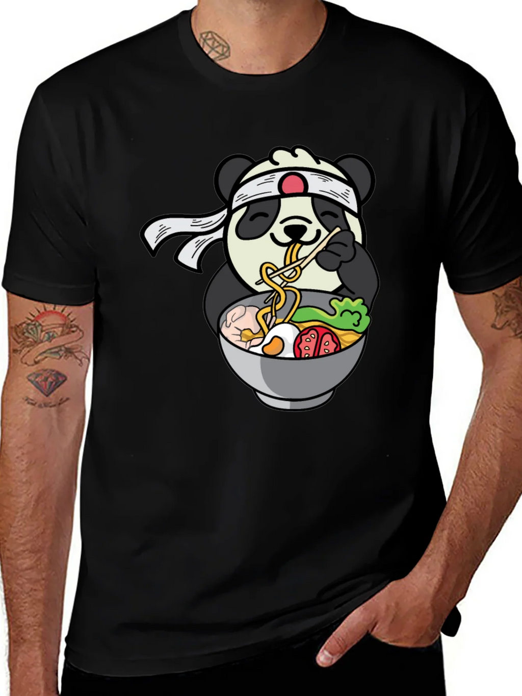 Panda Ramen Graphic T-Shirt - Cute Anime Food Tee