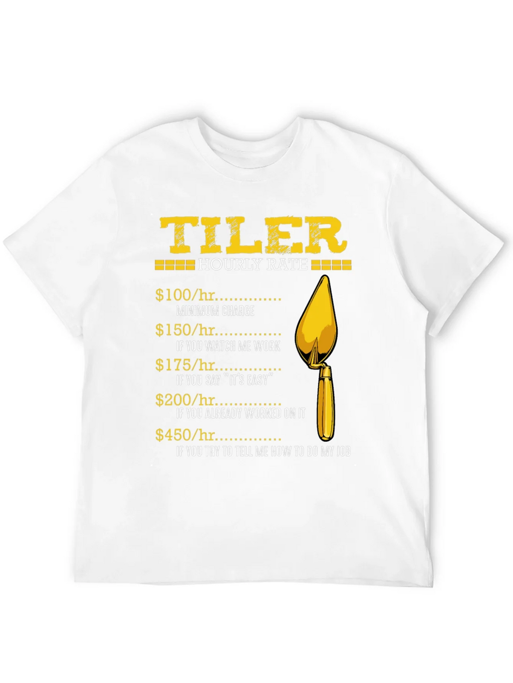 Tiler Hourly Rate Funny Black T-Shirt