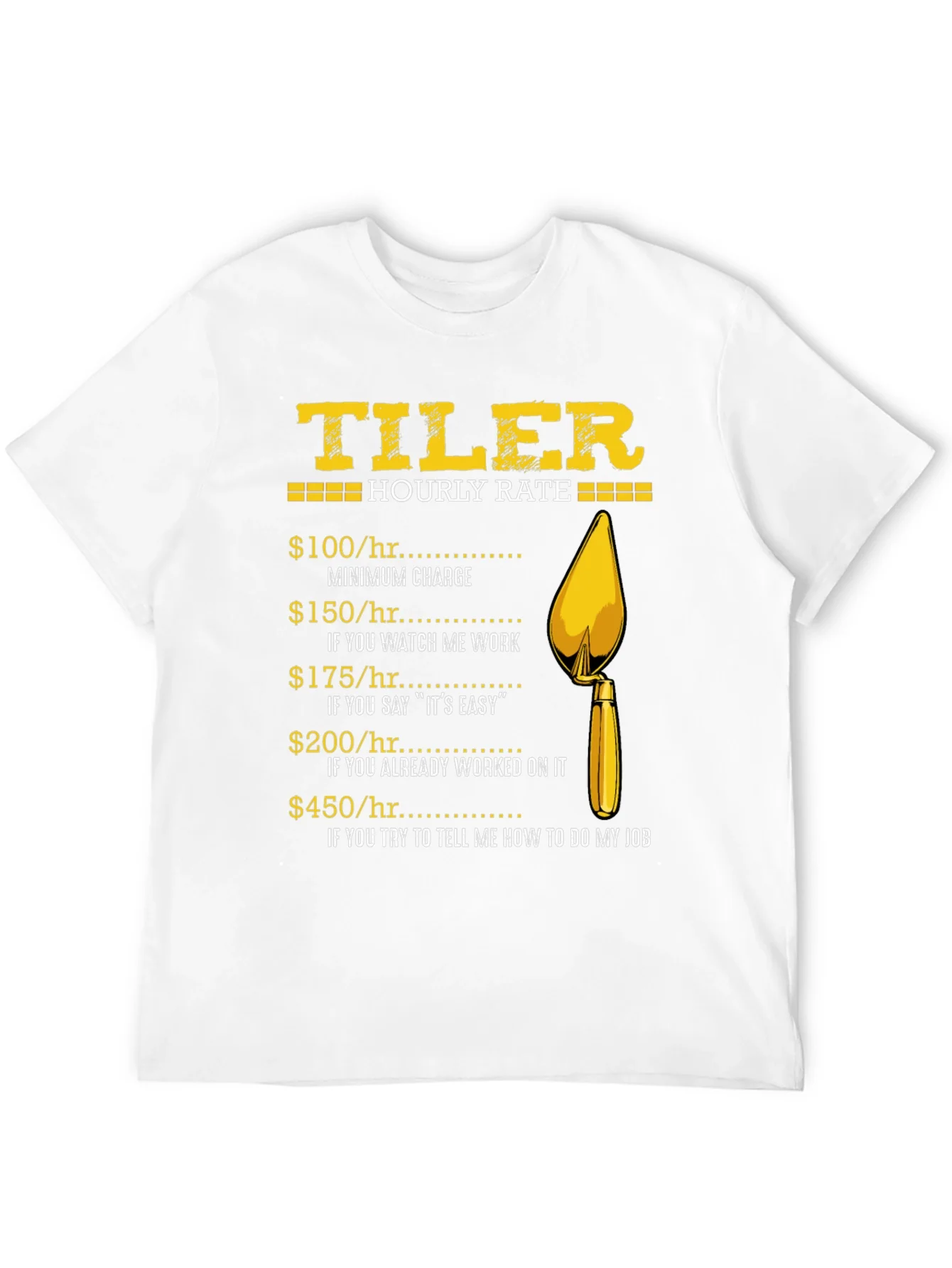 Tiler Hourly Rate Funny Black T-Shirt