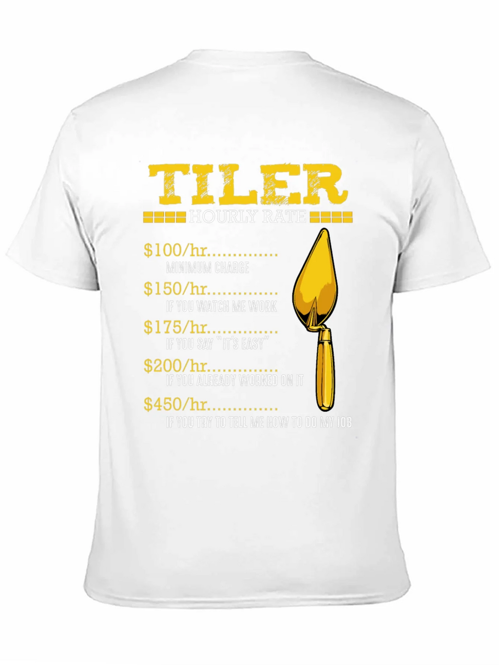 Tiler Hourly Rate Funny Black T-Shirt