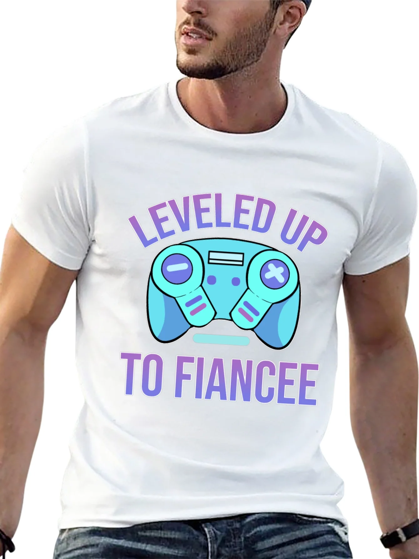 Leveled Up to Fiancee T-Shirt - Gamer Engagement Tee