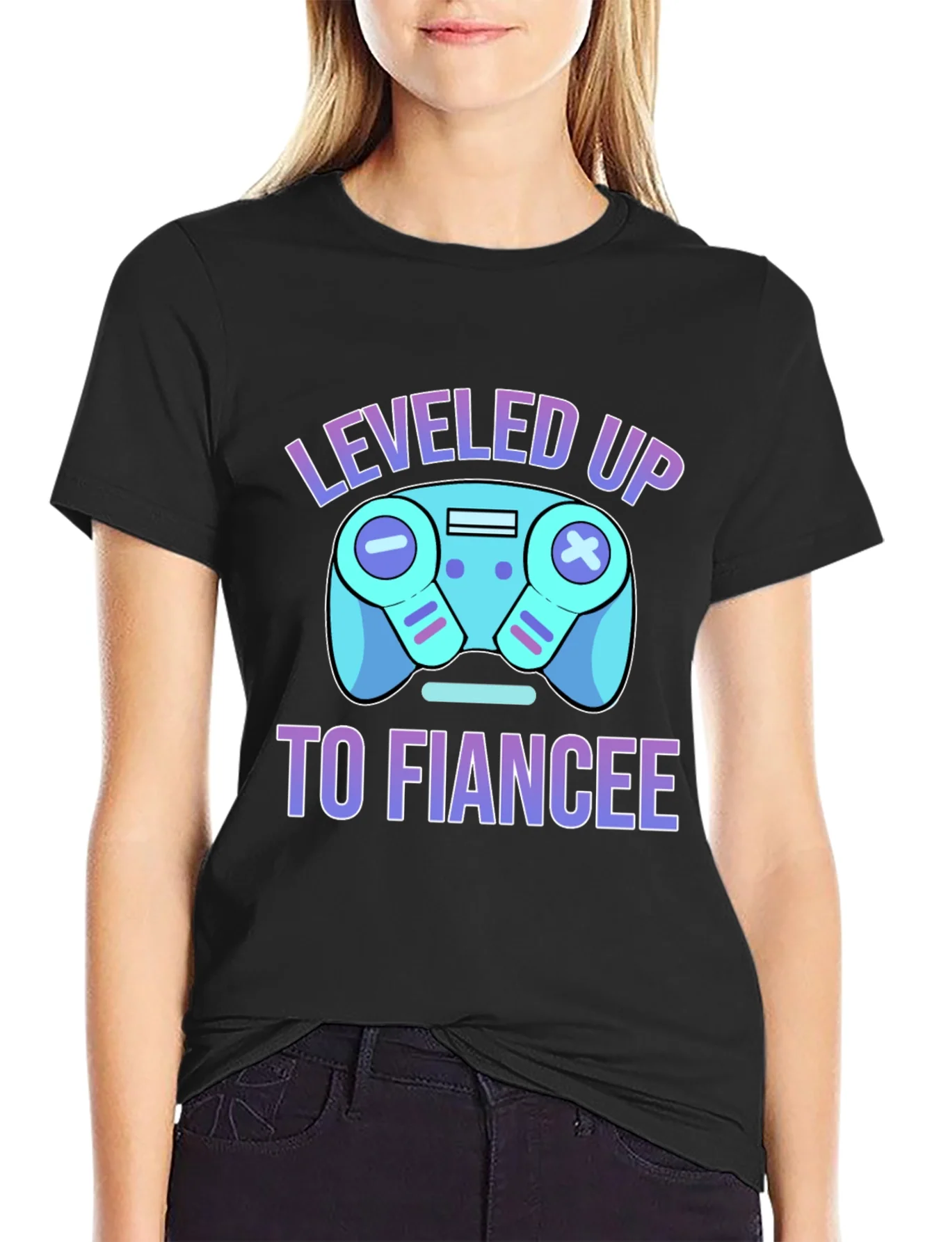 Leveled Up to Fiancee T-Shirt - Gamer Engagement Tee