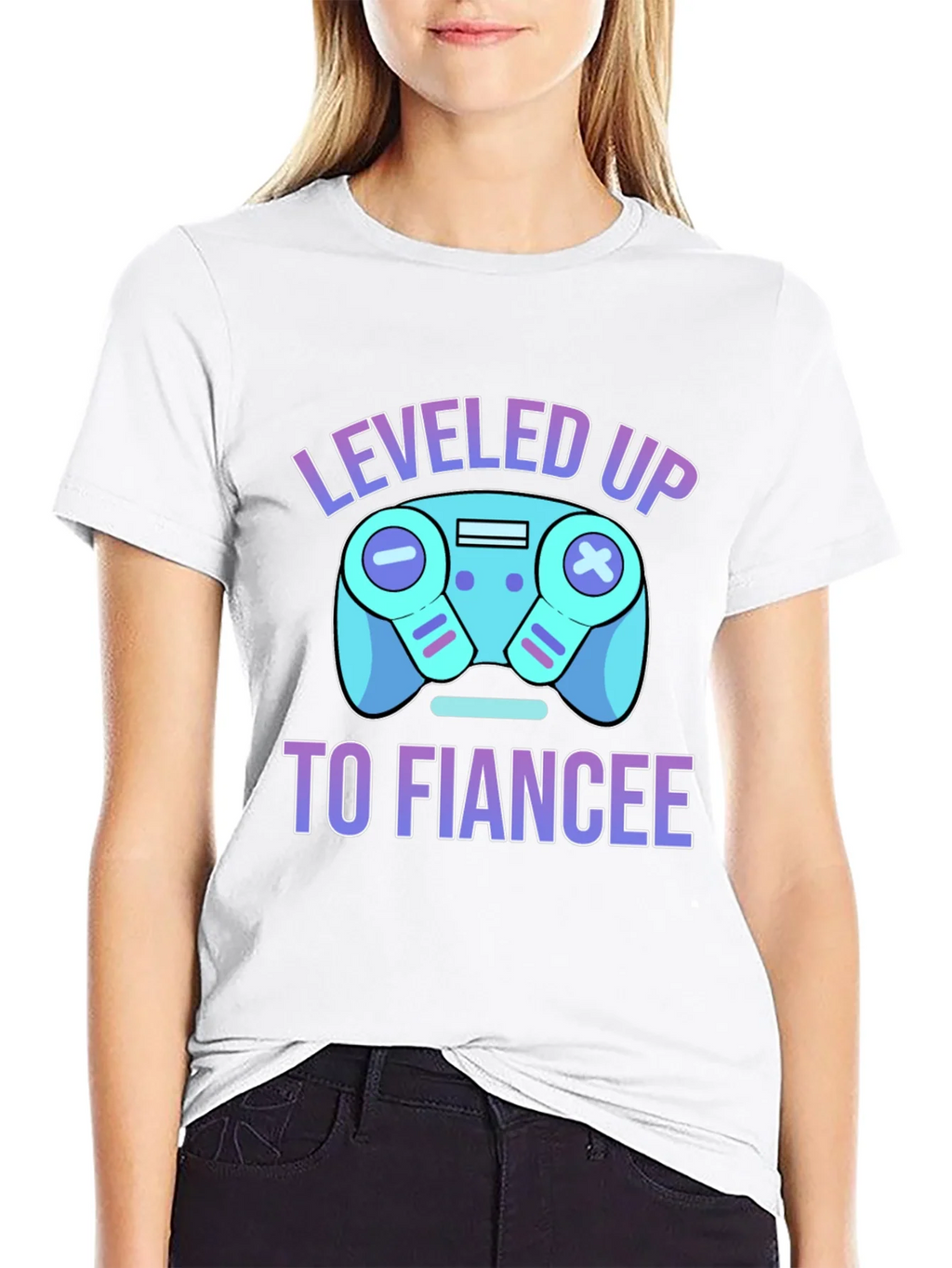 Leveled Up to Fiancee T-Shirt - Gamer Engagement Tee