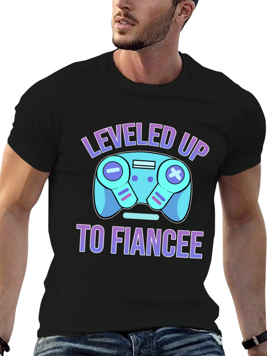 Leveled Up to Fiancee T-Shirt - Gamer Engagement Tee
