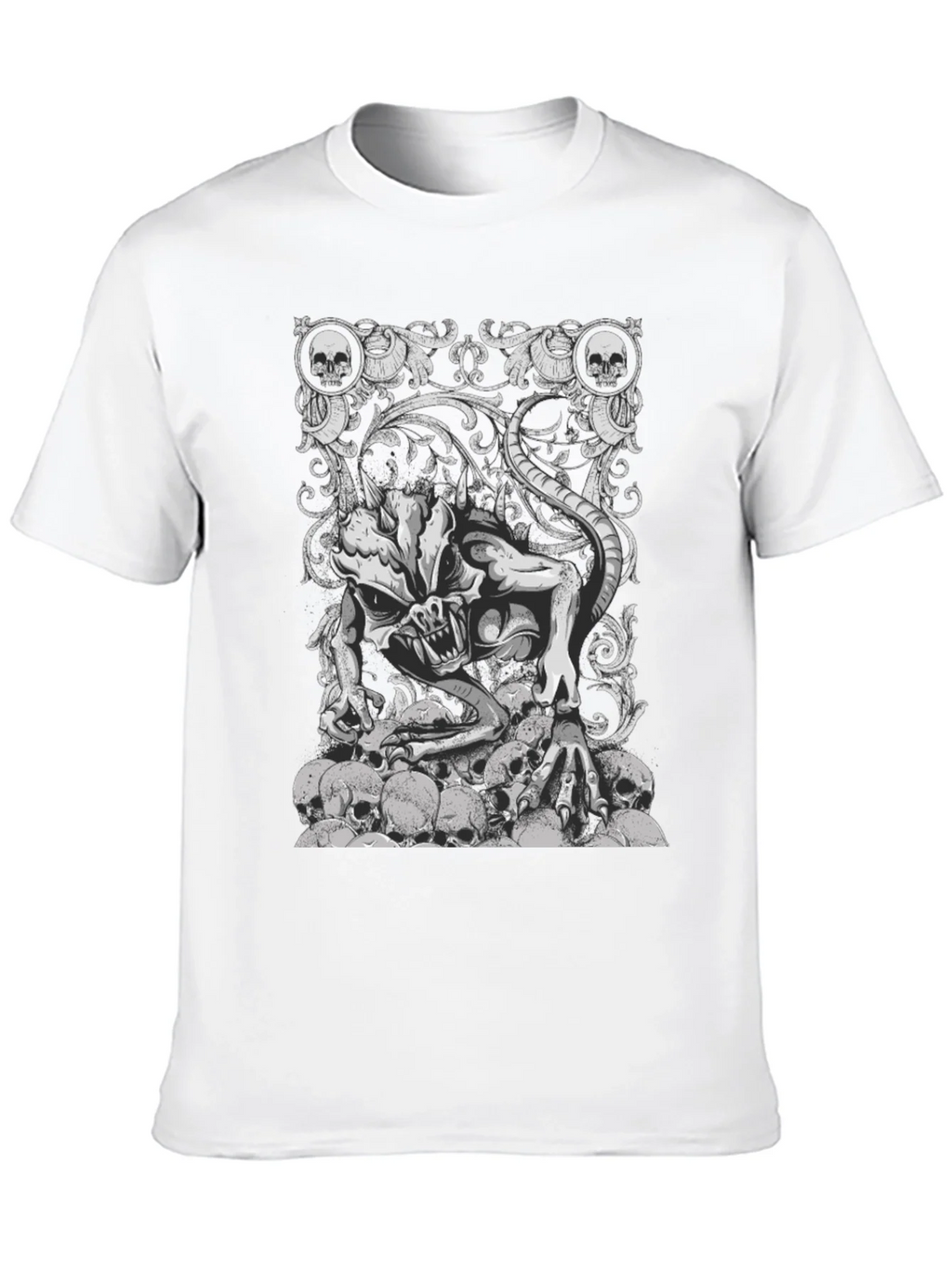 Skull Pile Demon Graphic Tee - Black Cotton T-Shirt
