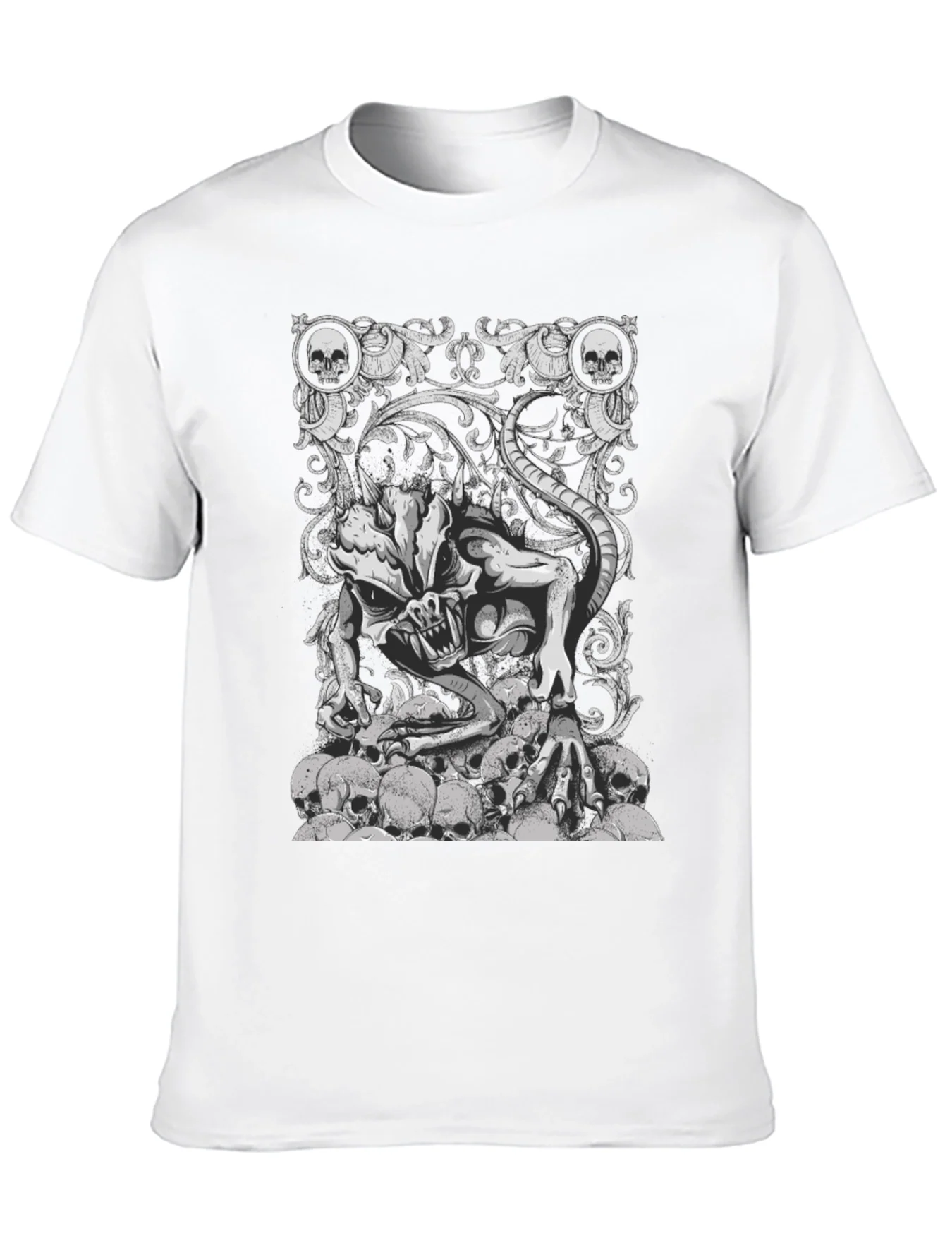 Skull Pile Demon Graphic Tee - Black Cotton T-Shirt