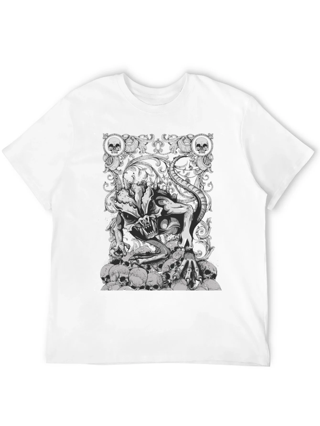 Skull Pile Demon Graphic Tee - Black Cotton T-Shirt