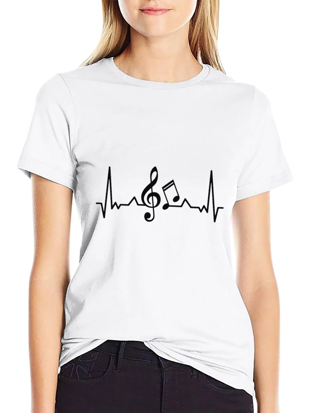 Music Lover T-Shirt - Heartbeat Treble Clef Tee