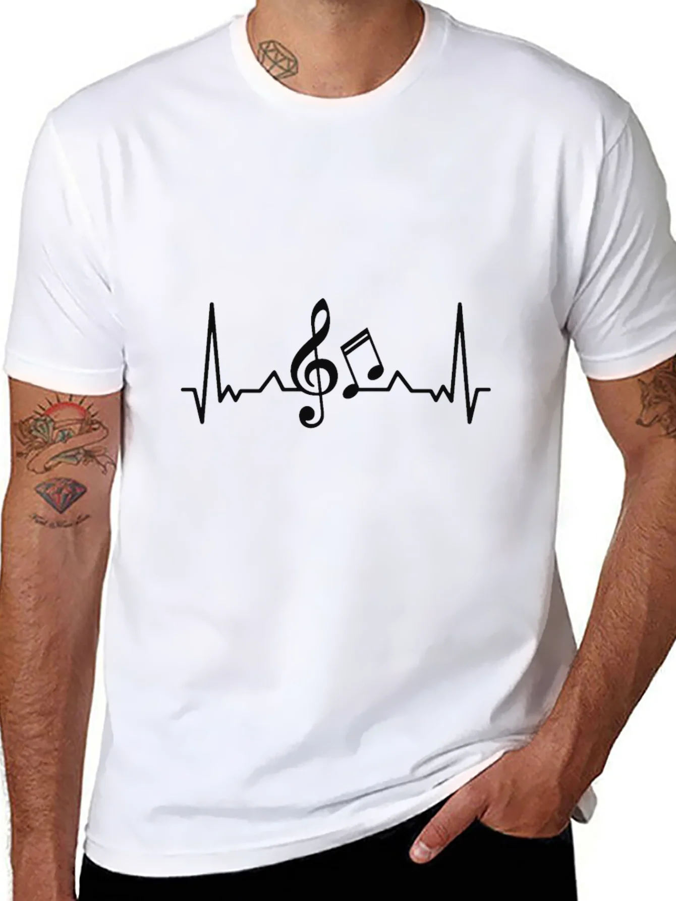 Music Lover T-Shirt - Heartbeat Treble Clef Tee