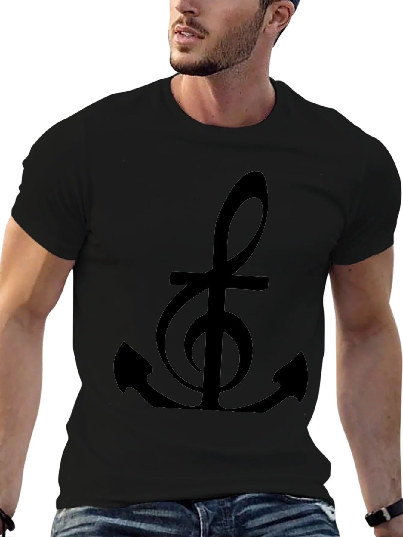Music Anchor Black Graphic Tee