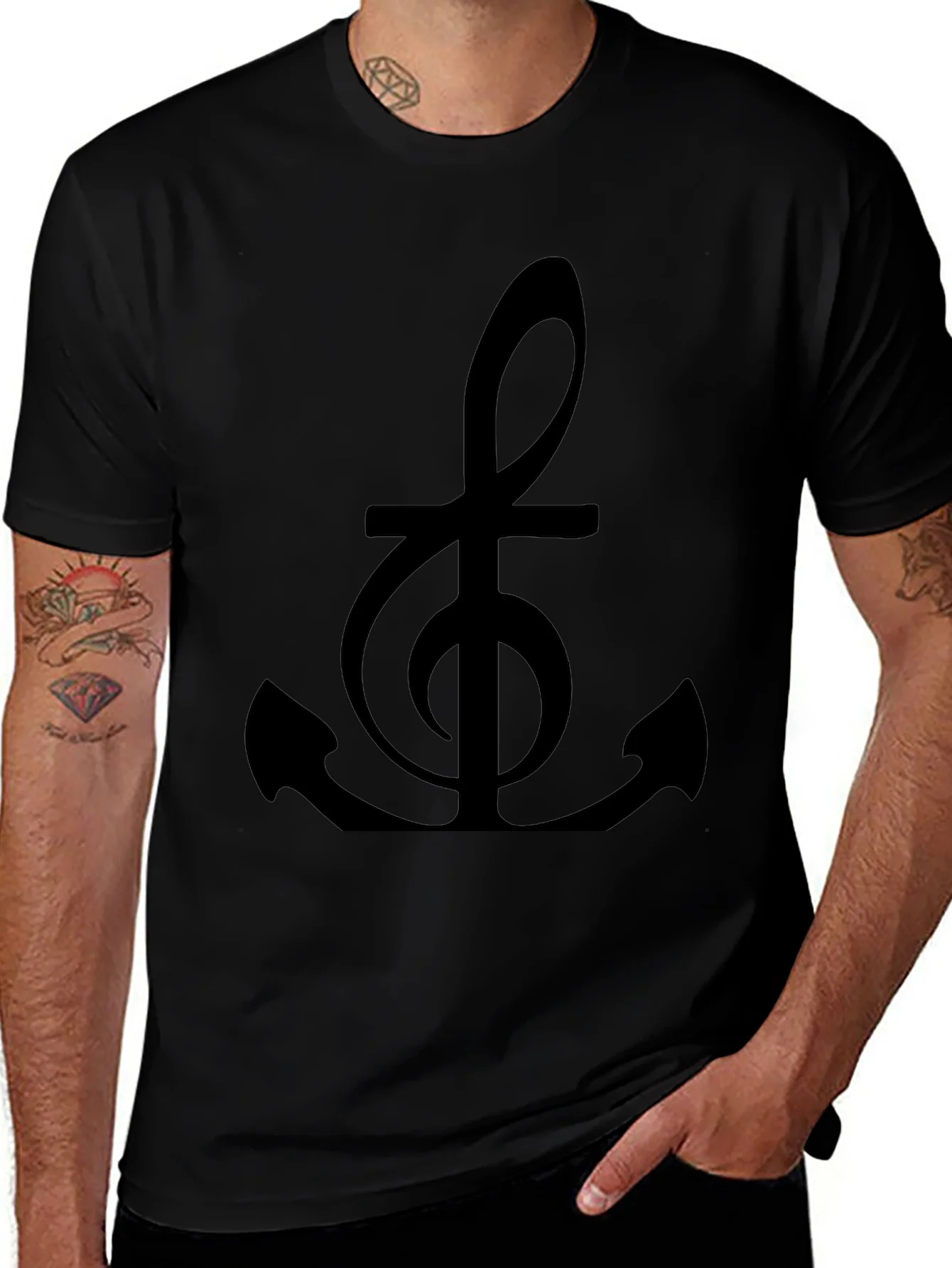 Music Anchor Black Graphic Tee