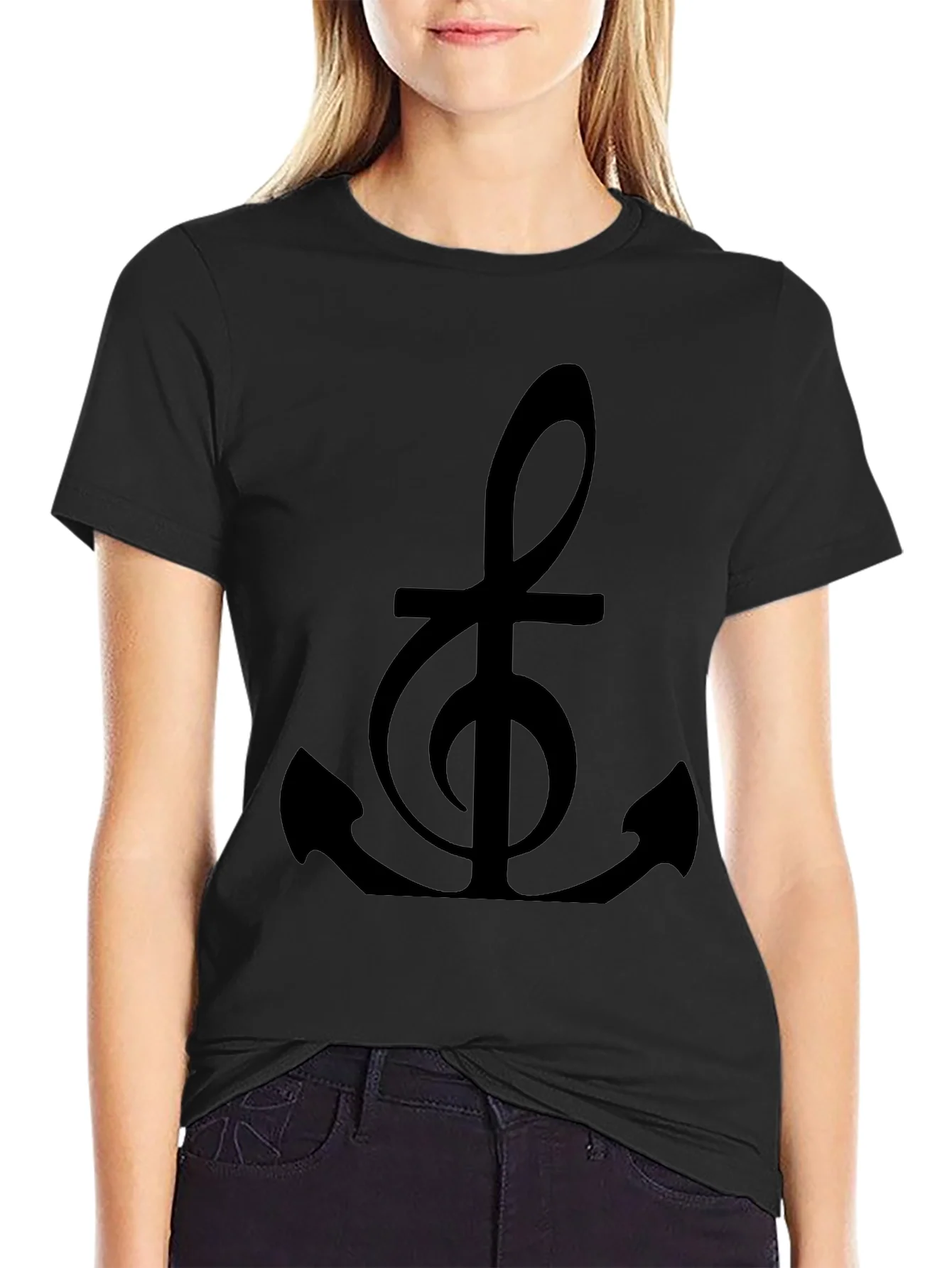 Music Anchor Black Graphic Tee