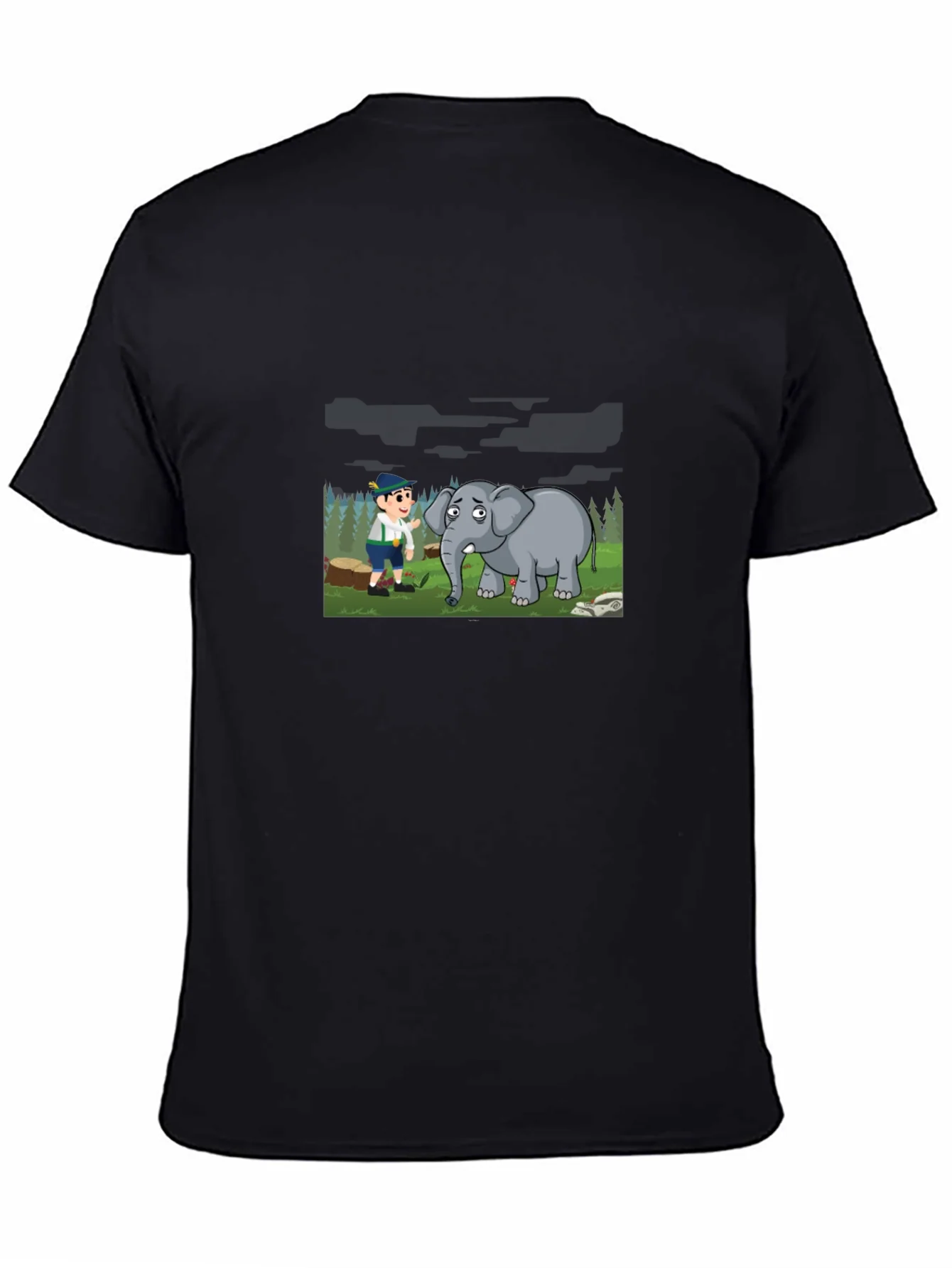 Cartoon Graphic Print Black Tee