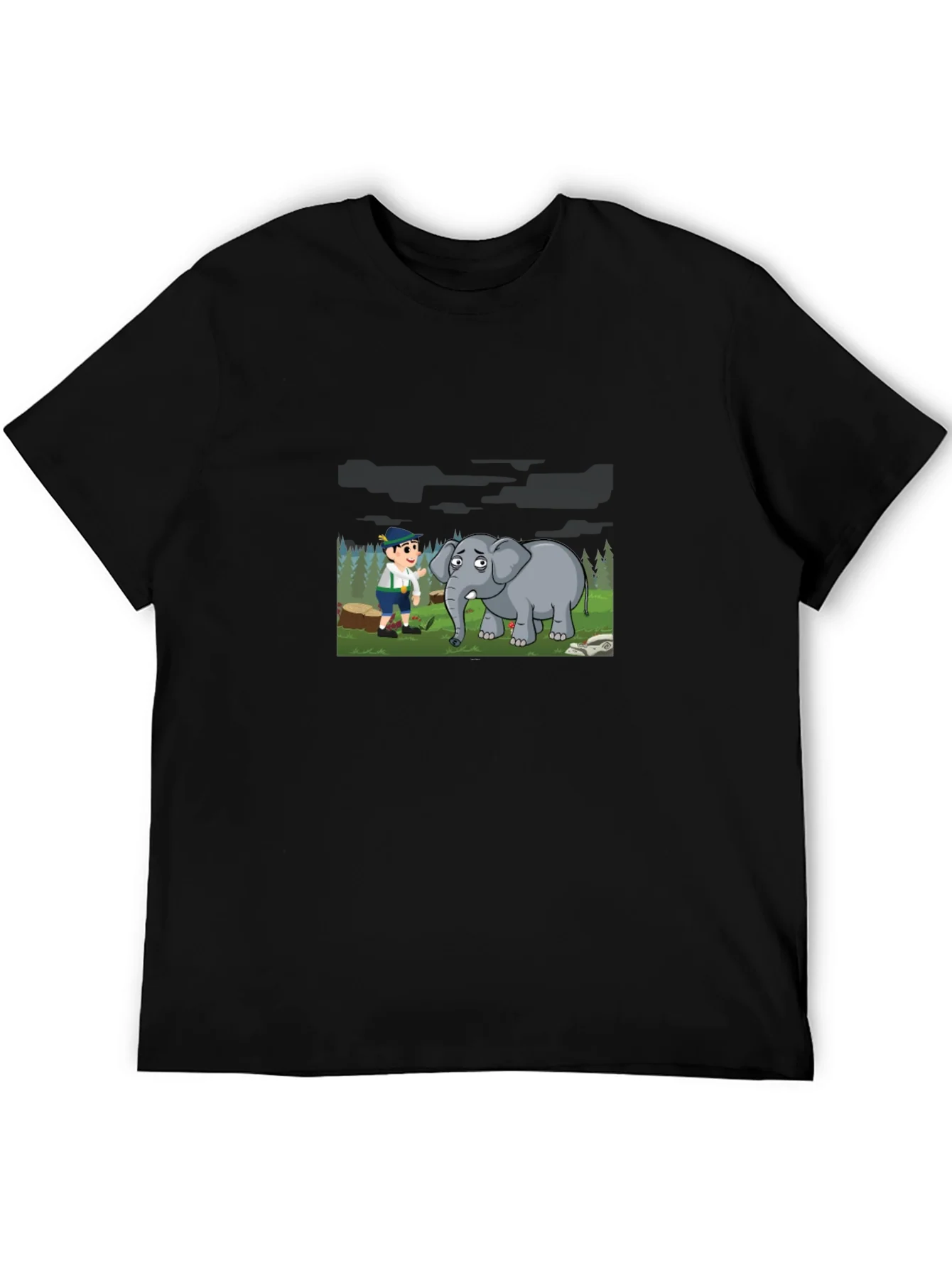 Cartoon Graphic Print Black Tee
