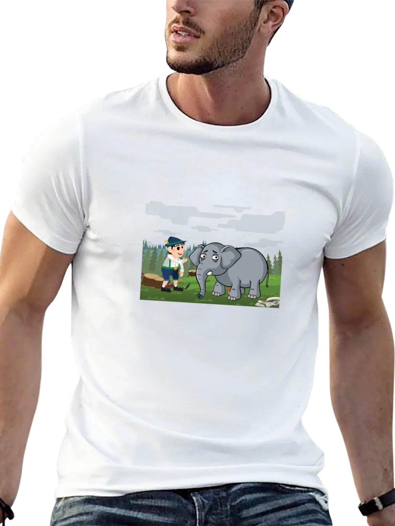 Cartoon Graphic Print Black Tee