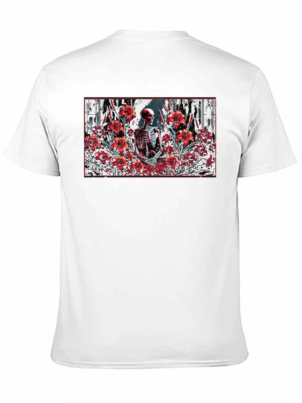 Skeleton in Floral T-Shirt - Gothic Style