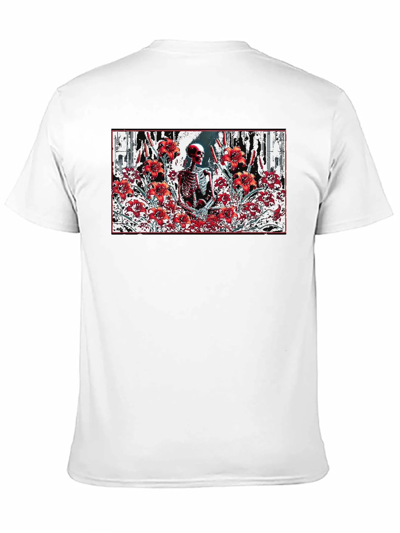 Skeleton in Floral T-Shirt - Gothic Style