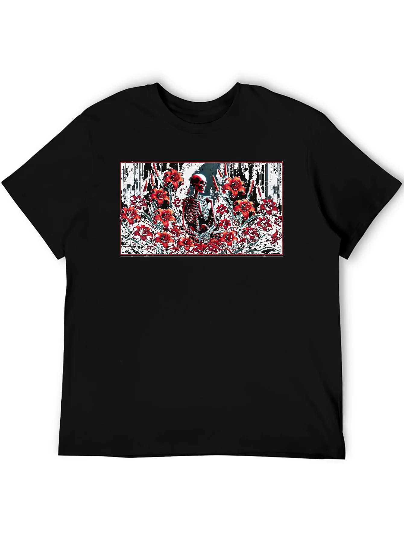 Skeleton in Floral T-Shirt - Gothic Style