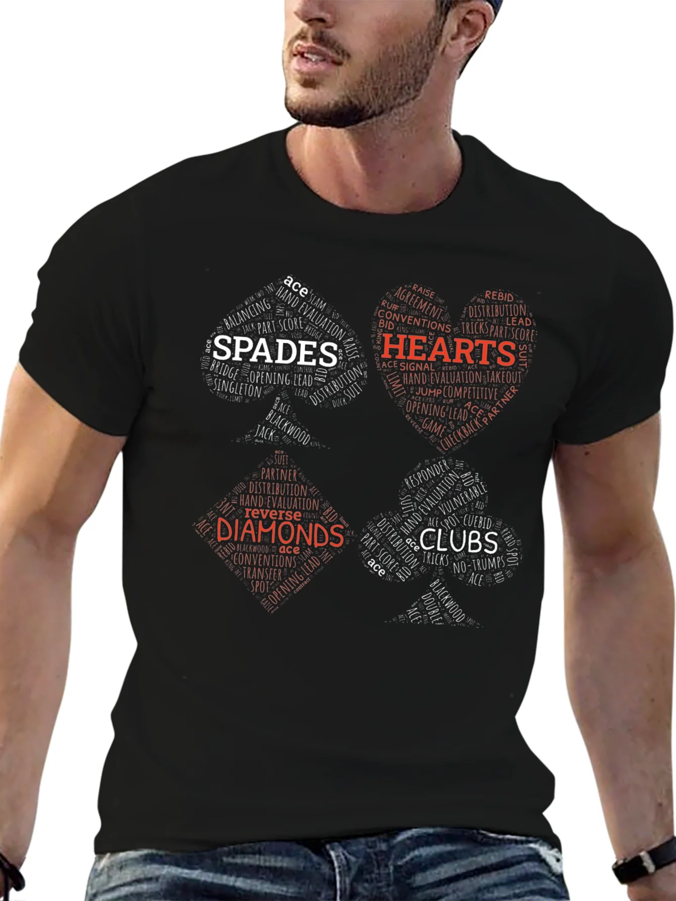 Cards Suit T-Shirt - Spades Hearts Clubs Diamonds