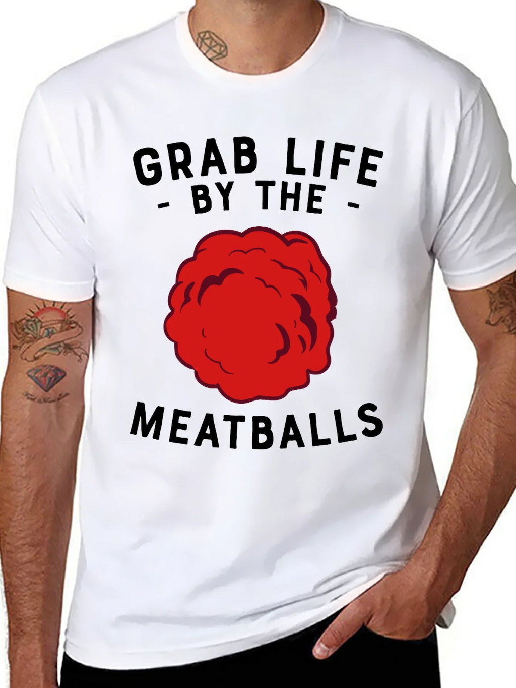 Grab Life By The Meatballs Funny T-Shirt