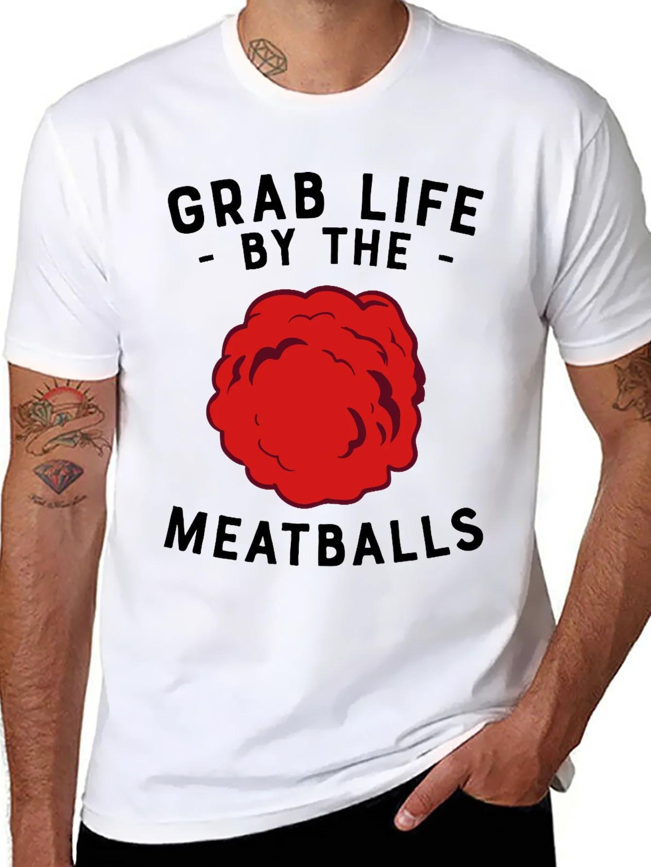Grab Life By The Meatballs Funny T-Shirt