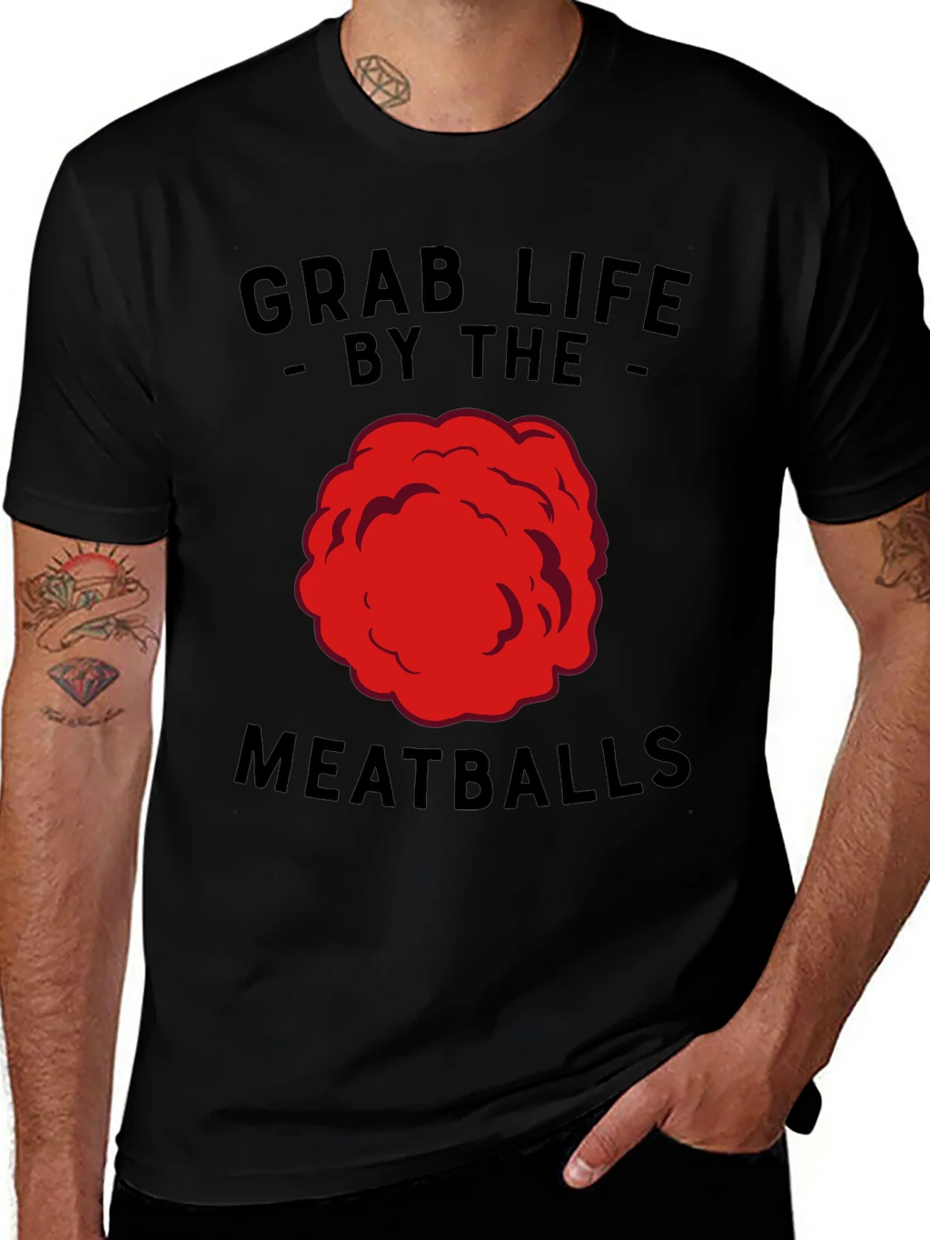Grab Life By The Meatballs Funny T-Shirt