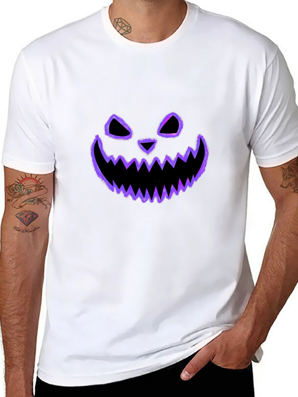 Spooky Face Tee - Halloween Style Black T-Shirt