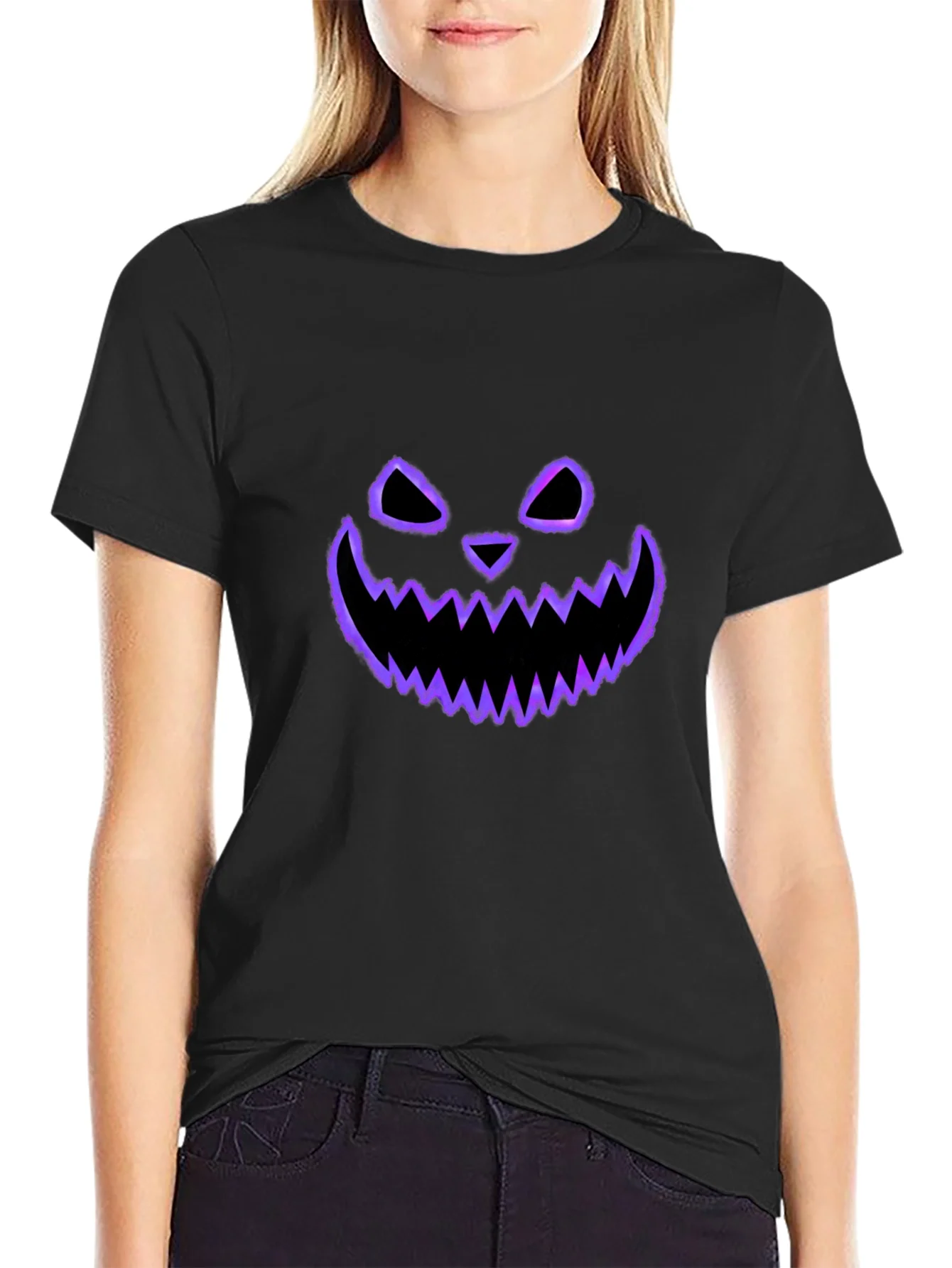 Spooky Face Tee - Halloween Style Black T-Shirt
