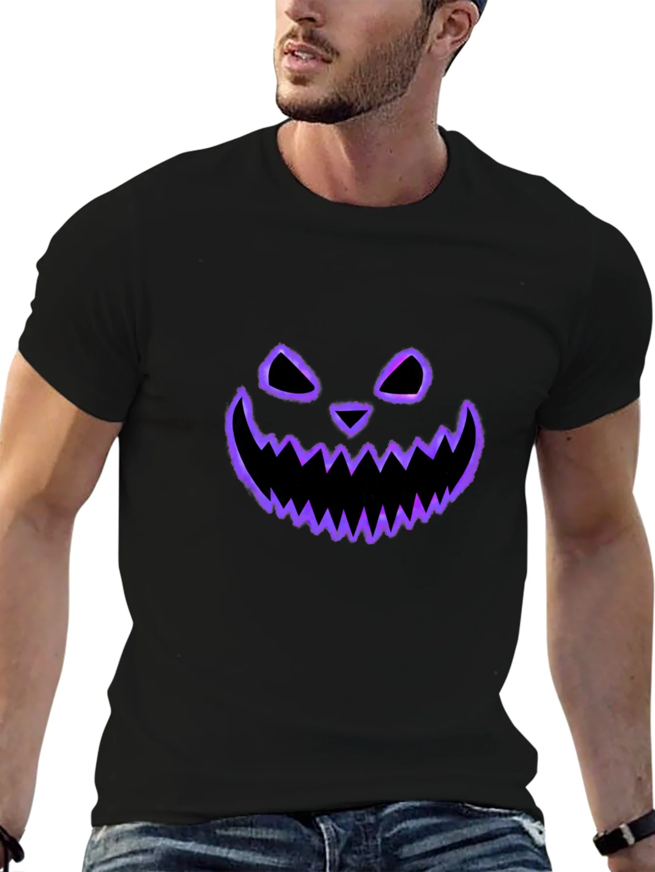 Spooky Face Tee - Halloween Style Black T-Shirt