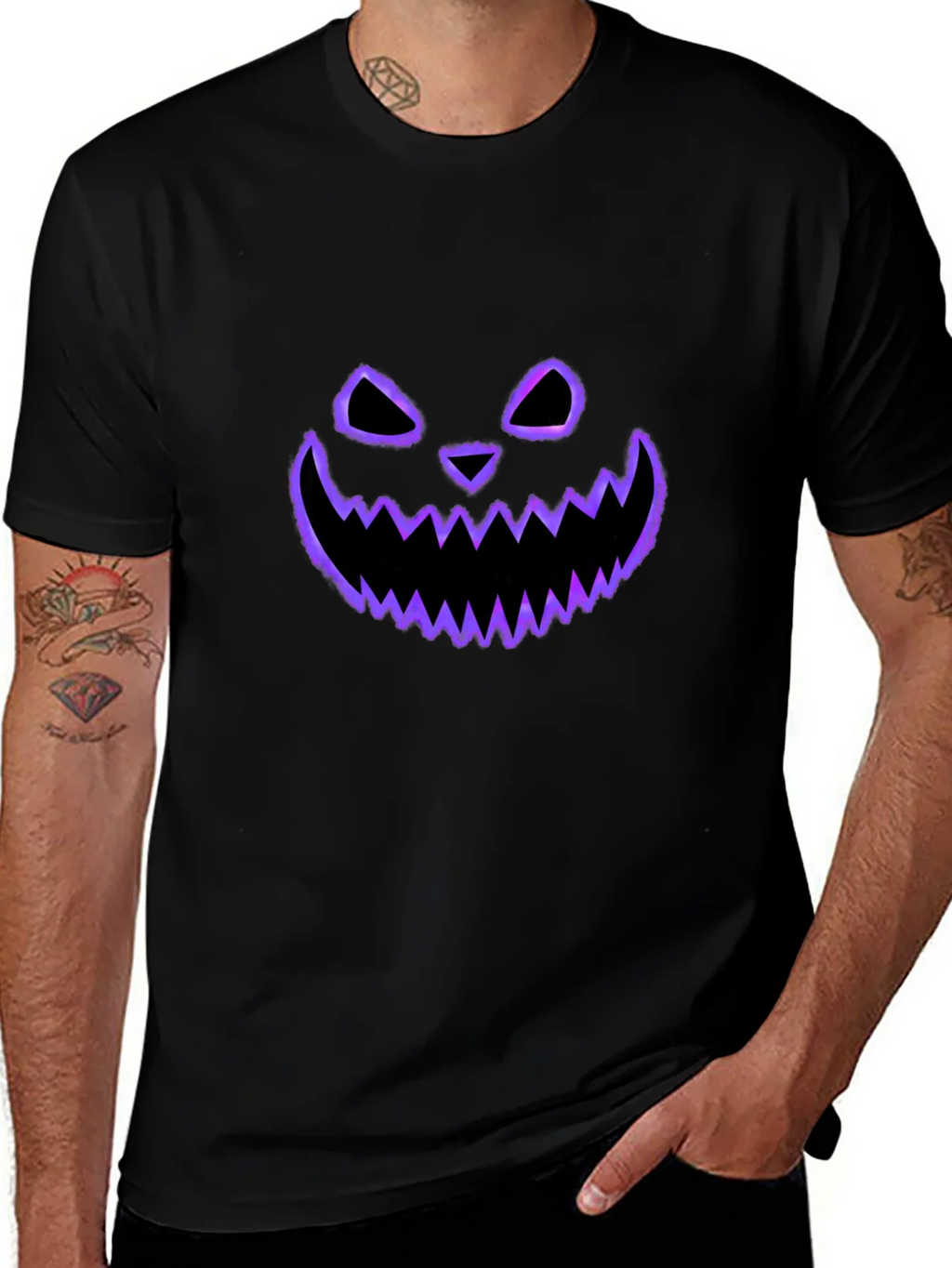 Spooky Face Tee - Halloween Style Black T-Shirt