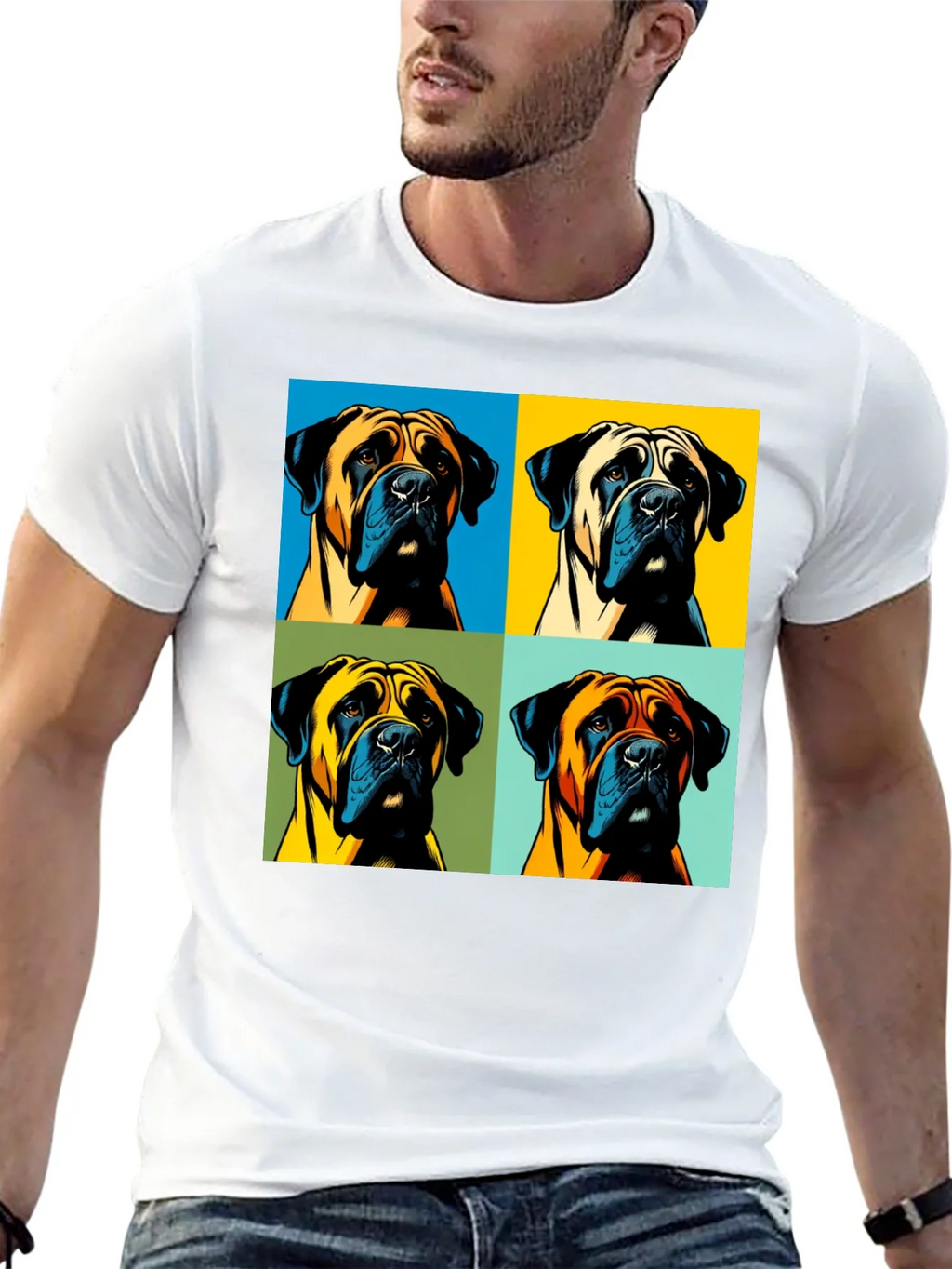 Pop Art Dog Graphic T-Shirt - Unique Boxer Tee