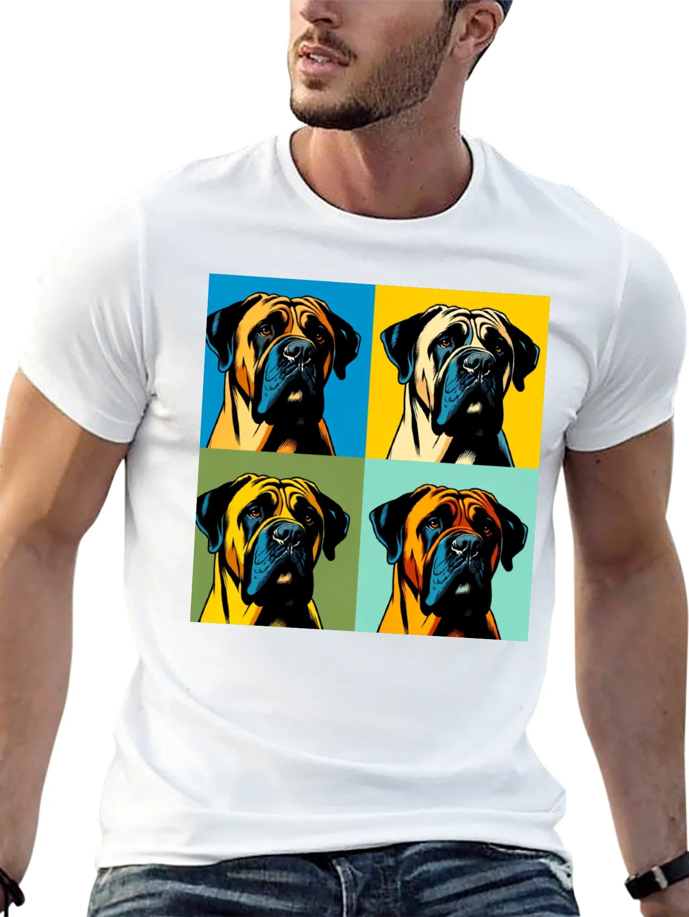 Pop Art Dog Graphic T-Shirt - Unique Boxer Tee