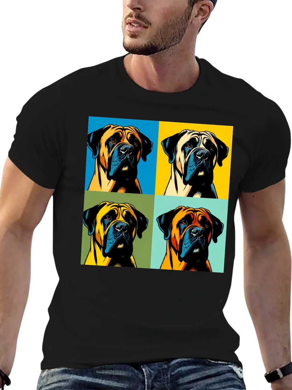 Pop Art Dog Graphic T-Shirt - Unique Boxer Tee