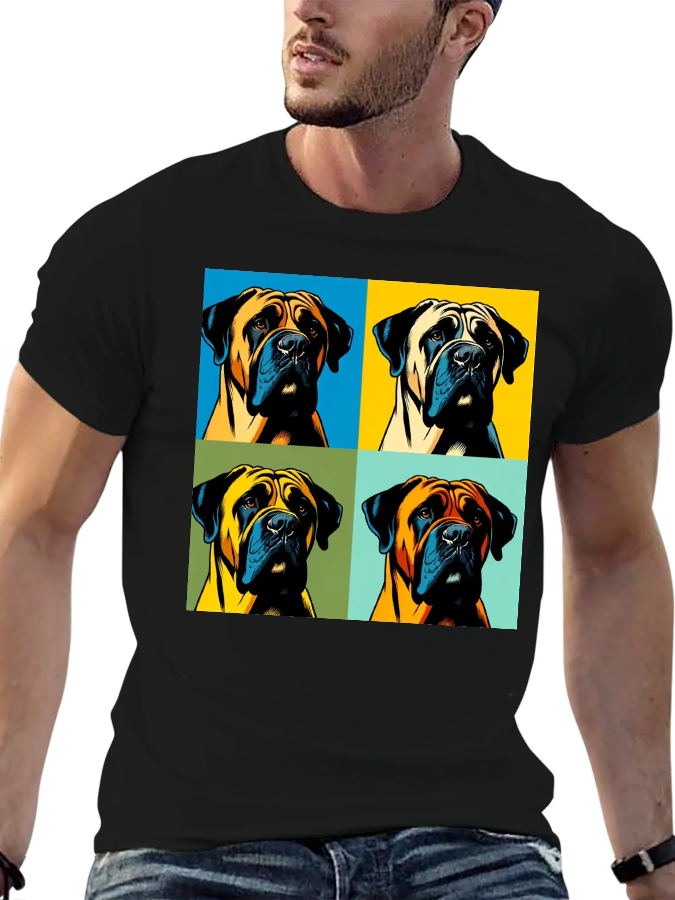 Pop Art Dog Graphic T-Shirt - Unique Boxer Tee