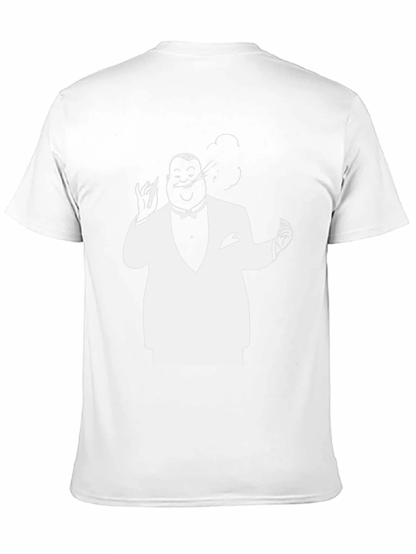 Black T-Shirt with White Tuxedo Man Design
