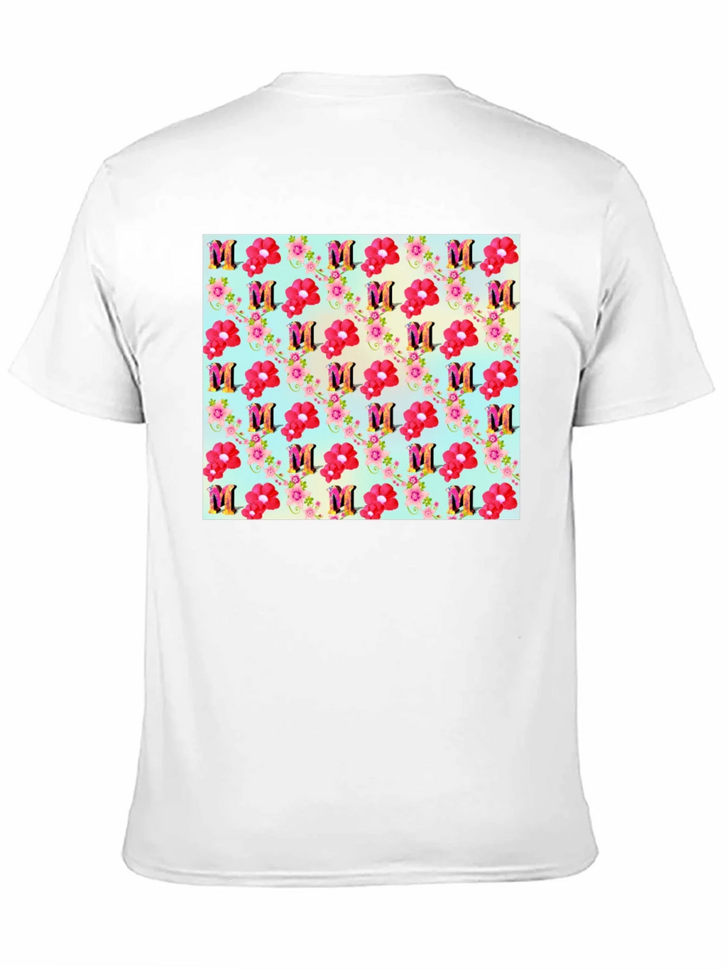 Floral M Patterned Black T-Shirt