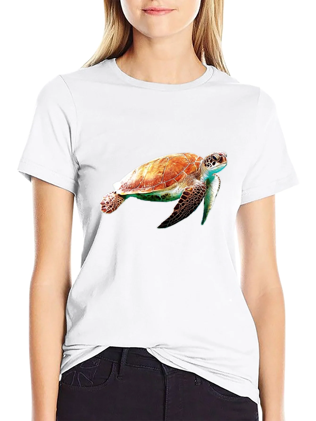 Sea Turtle Graphic Tee - Black Cotton Comfort