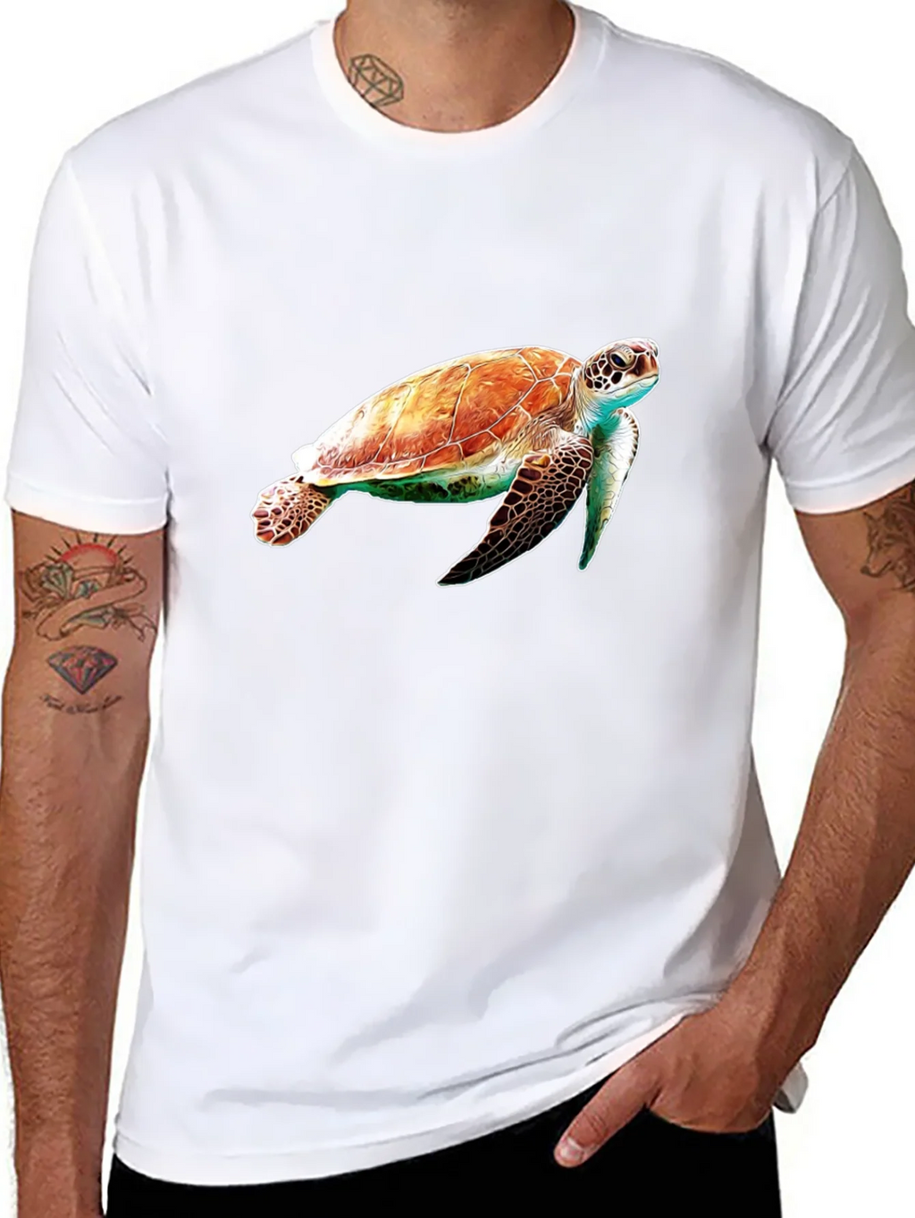 Sea Turtle Graphic Tee - Black Cotton Comfort