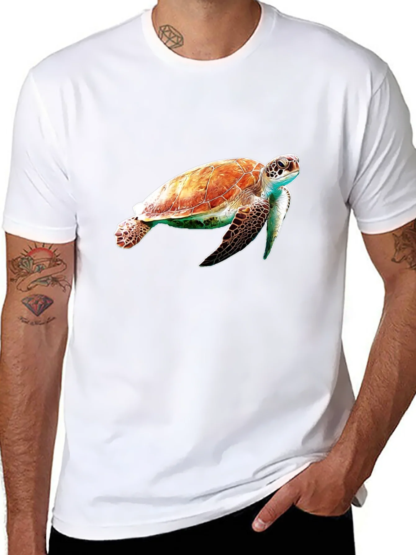 Sea Turtle Graphic Tee - Black Cotton Comfort