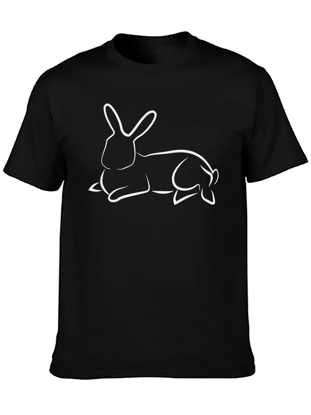 Rabbit Outline Black T-Shirt