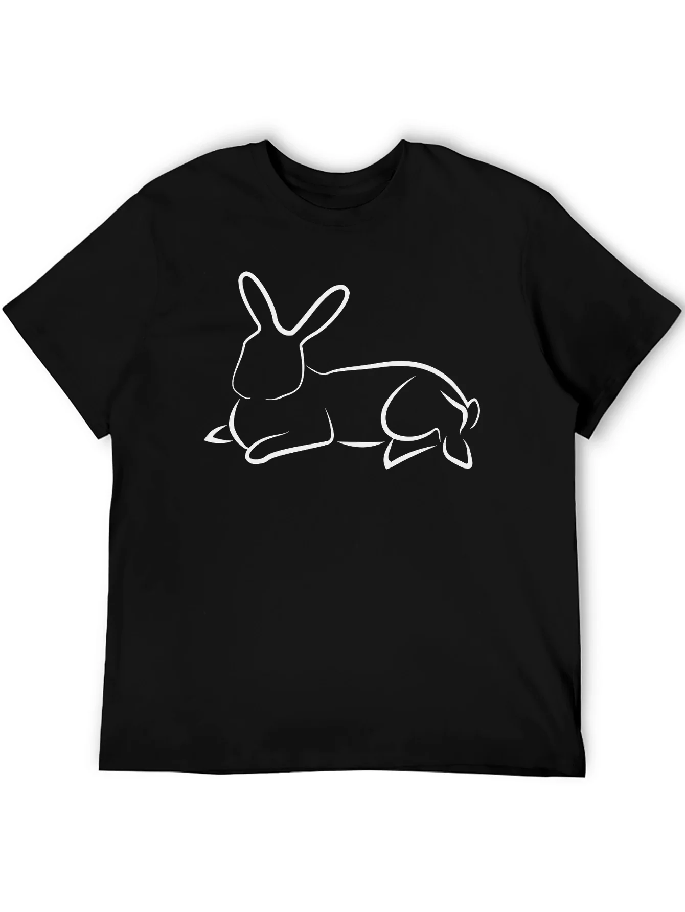 Rabbit Outline Black T-Shirt
