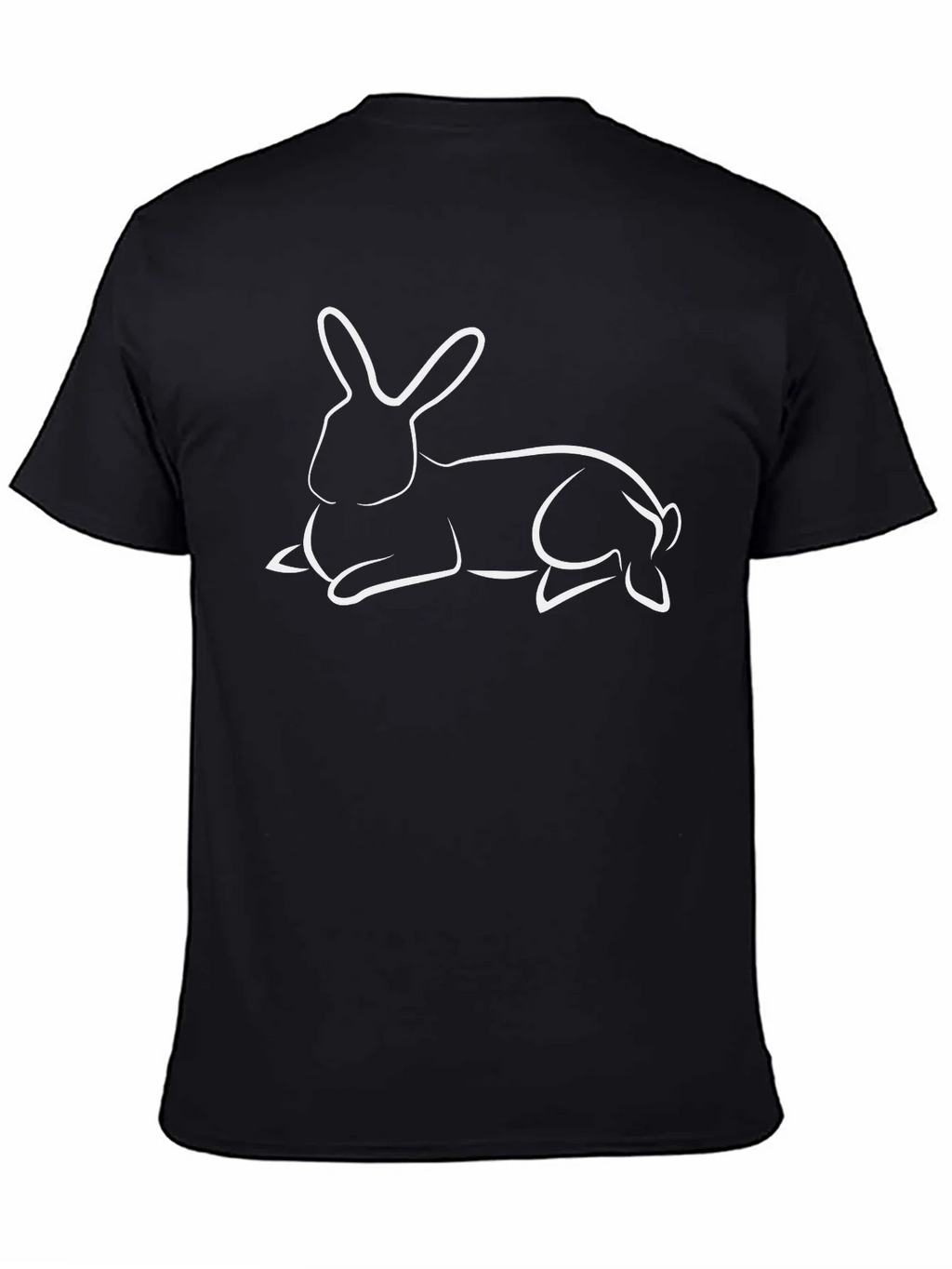 Rabbit Outline Black T-Shirt