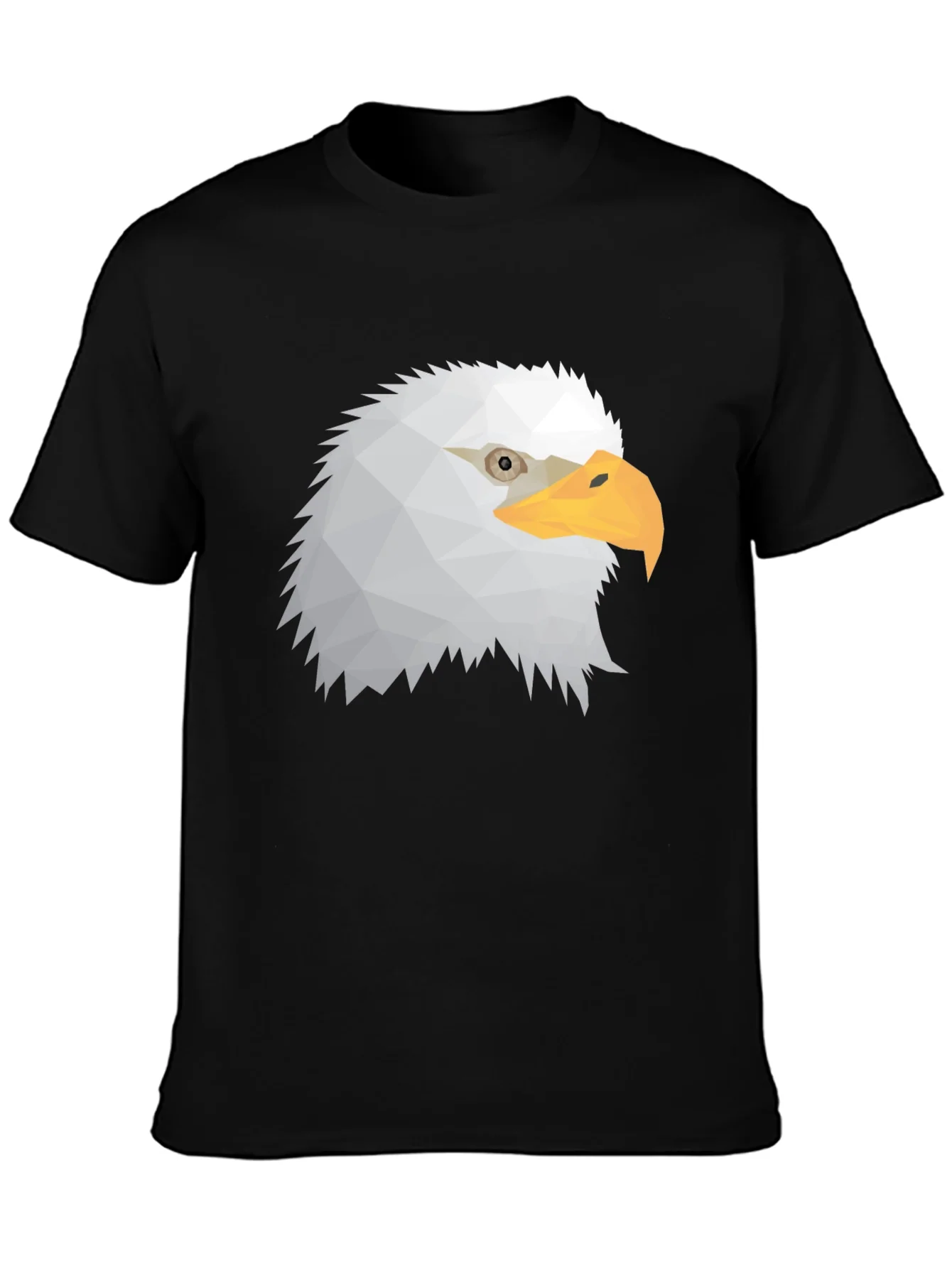 Geometric Eagle Head Graphic Tee - Black
