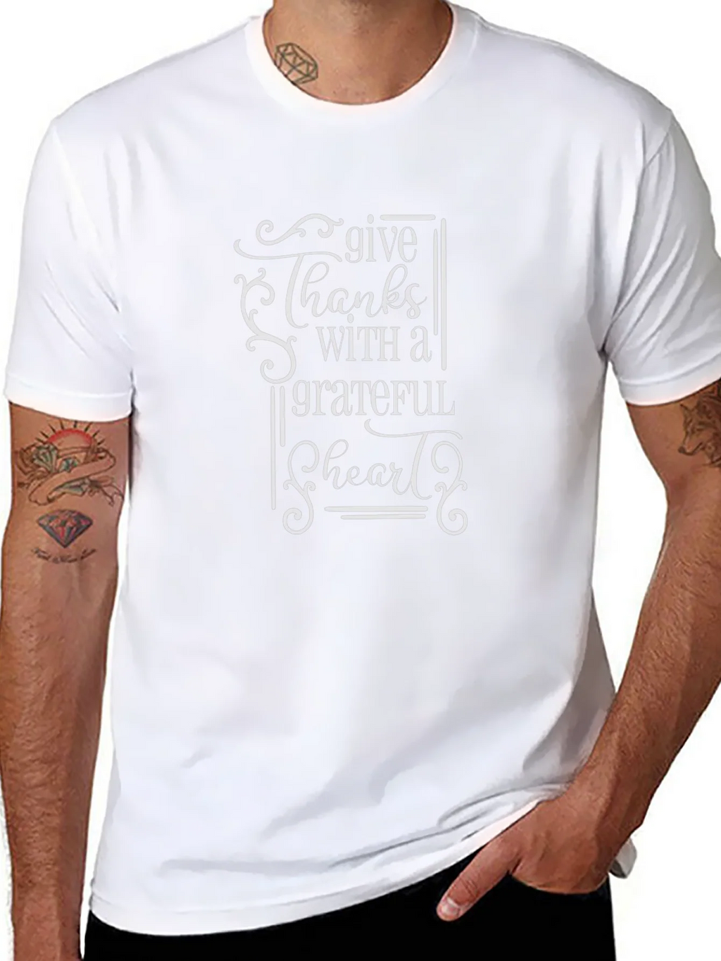 Give Thanks Grateful Heart Black Graphic Tee