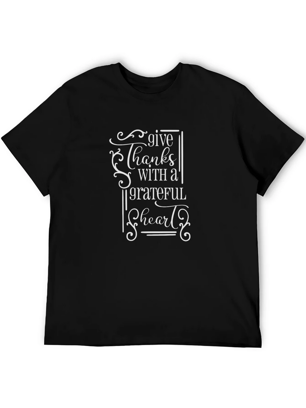 Give Thanks Grateful Heart Black Graphic Tee