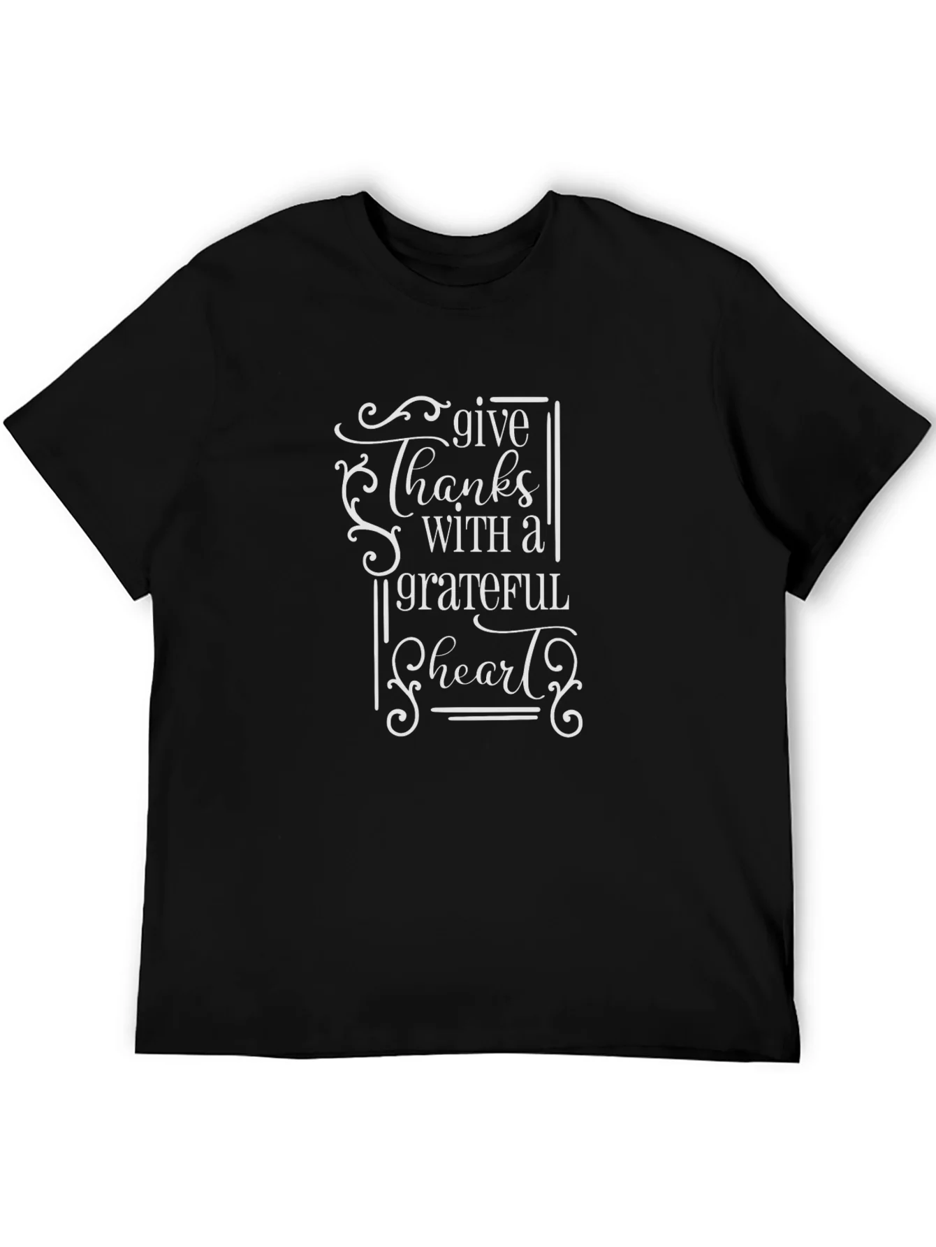 Give Thanks Grateful Heart Black Graphic Tee