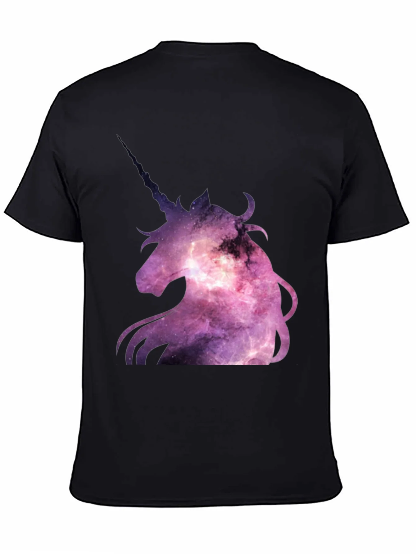 Unicorn Galaxy Graphic Print Black T-Shirt