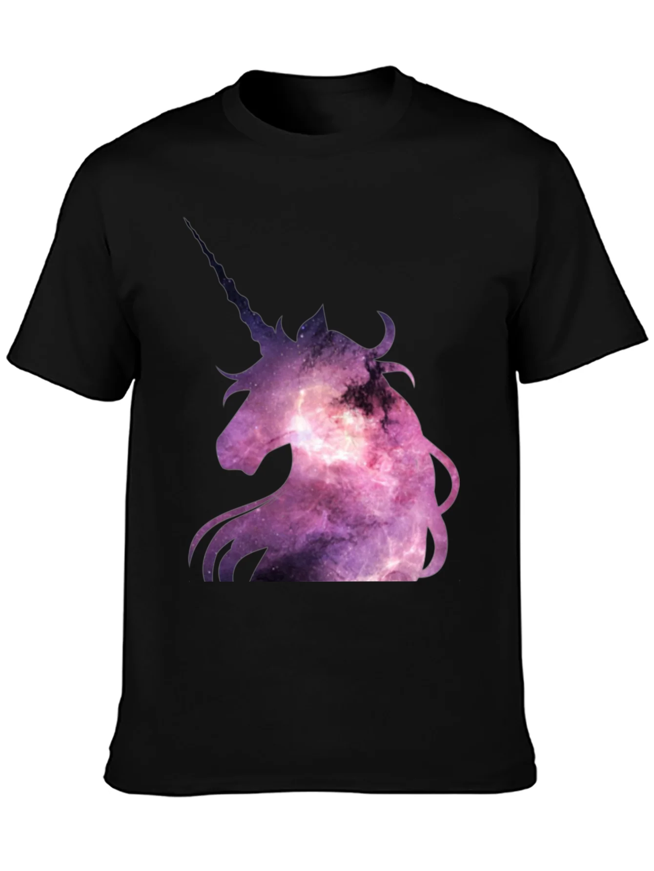 Unicorn Galaxy Graphic Print Black T-Shirt