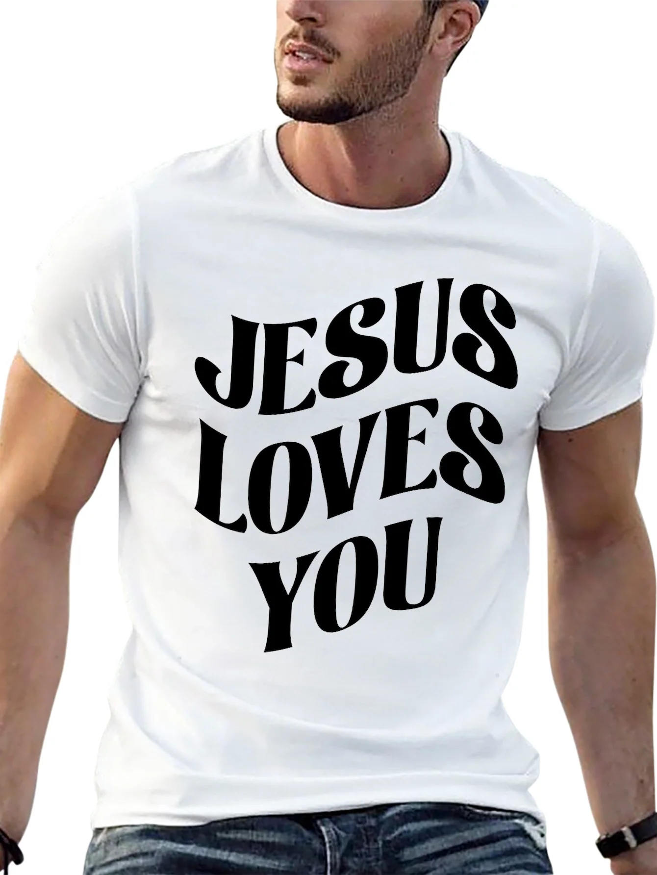 Jesus Loves You Black Graphic T-Shirt