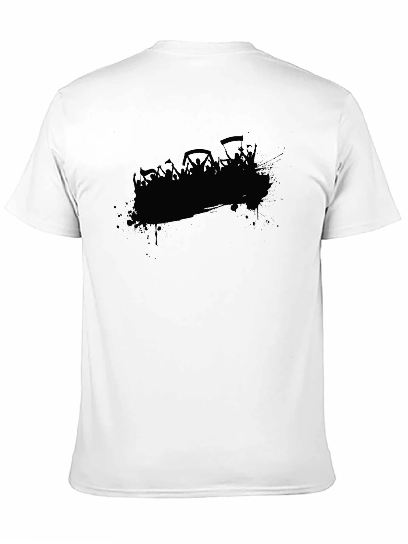 Black Graphic Tee - Crowd Silhouette Design